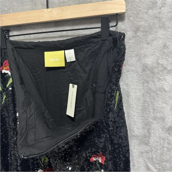 NWT Anthropologie Maeve Womens Size 2 Garden Glitz Skirt Black Sequin Floral - Picture 3 of 9
